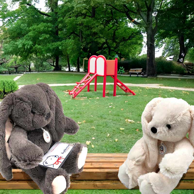 Peluche lapin, gris et beige